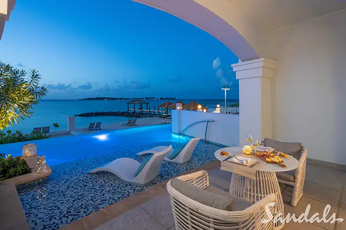 A butler suite with a pool for a backyard at a Sandals Resort