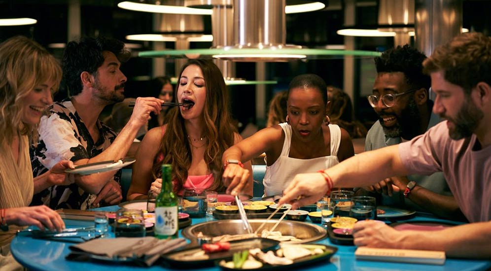 Group eating dimsum on a Virgin Voyage