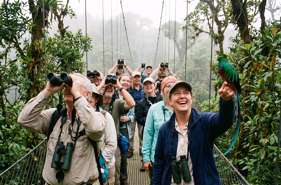 A group of birdwatchers in Costa Rica