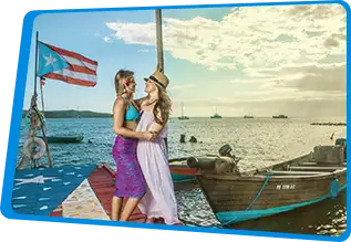 Lesbian couple embraces in Puerto Rico
