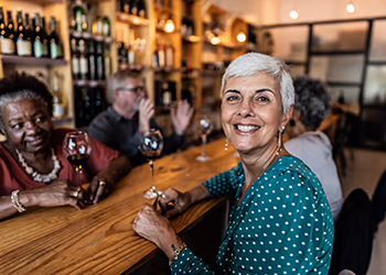 Customer at a local wine bar