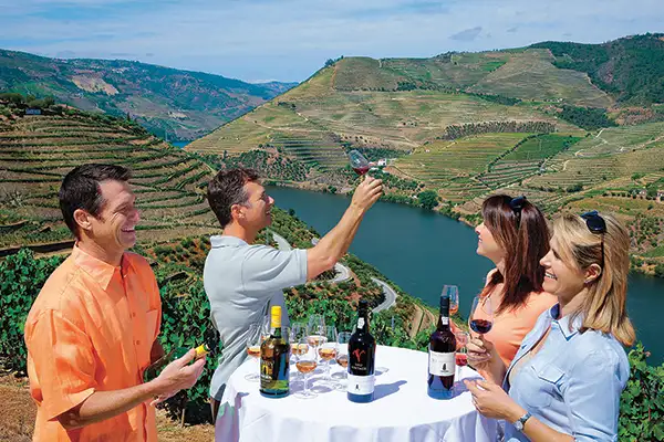 A group enjoys a wine tasting on an AmaWaterways cruise