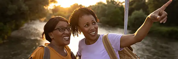 Two women looking at scenery