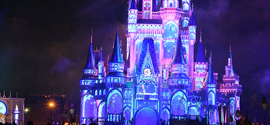Cinderella's Castle lit up for fireworks show