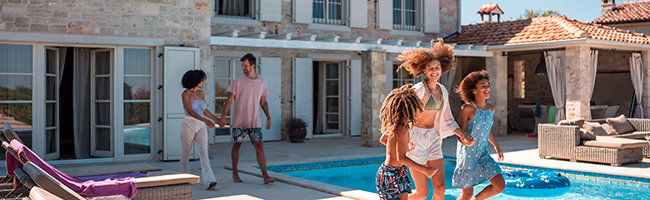 Family settles into their luxury villa