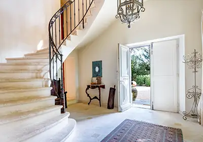 The entry foyer of a luxury villa in Provence, France